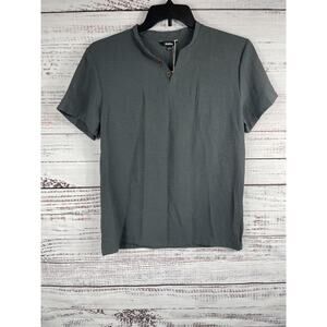 Ouku Shirt Men's SZ Small Gray Short Sleeve Henley Casual Modern Lightweight New